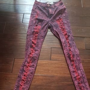 Women Burgundy Jeans